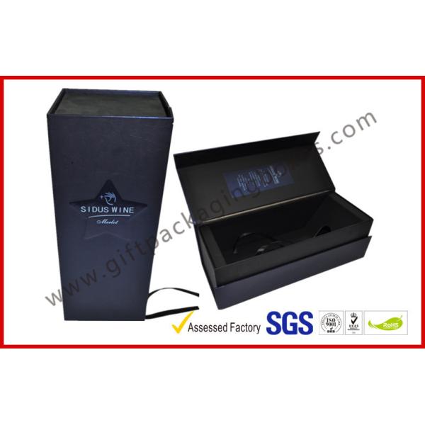 Embossed / Spot UV Square Wine Packaging Boxes , Customized Printed Magnetic