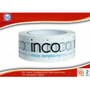 White BOPP Packaging Tape With Black And Blue Characters / Logo Printed