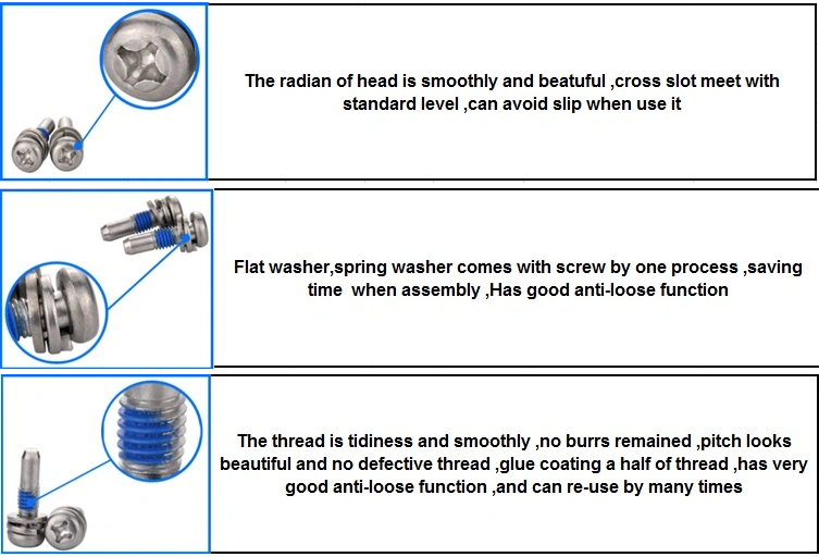 Pan head half threaded glue patched SEM screws
