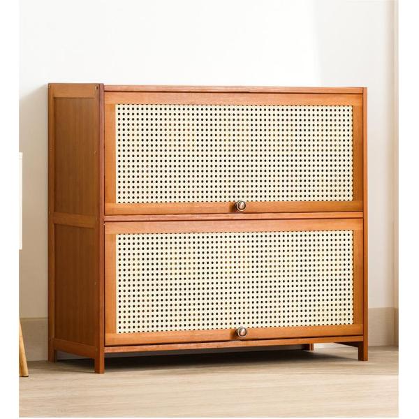 Customized Slim Bamboo Wooden Shoe Cubby Storage Cabinet