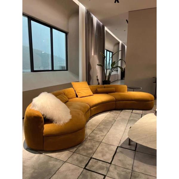 Blue Curved Sectional Sofa Fabric U Shape Lobby Reception Set Furniture