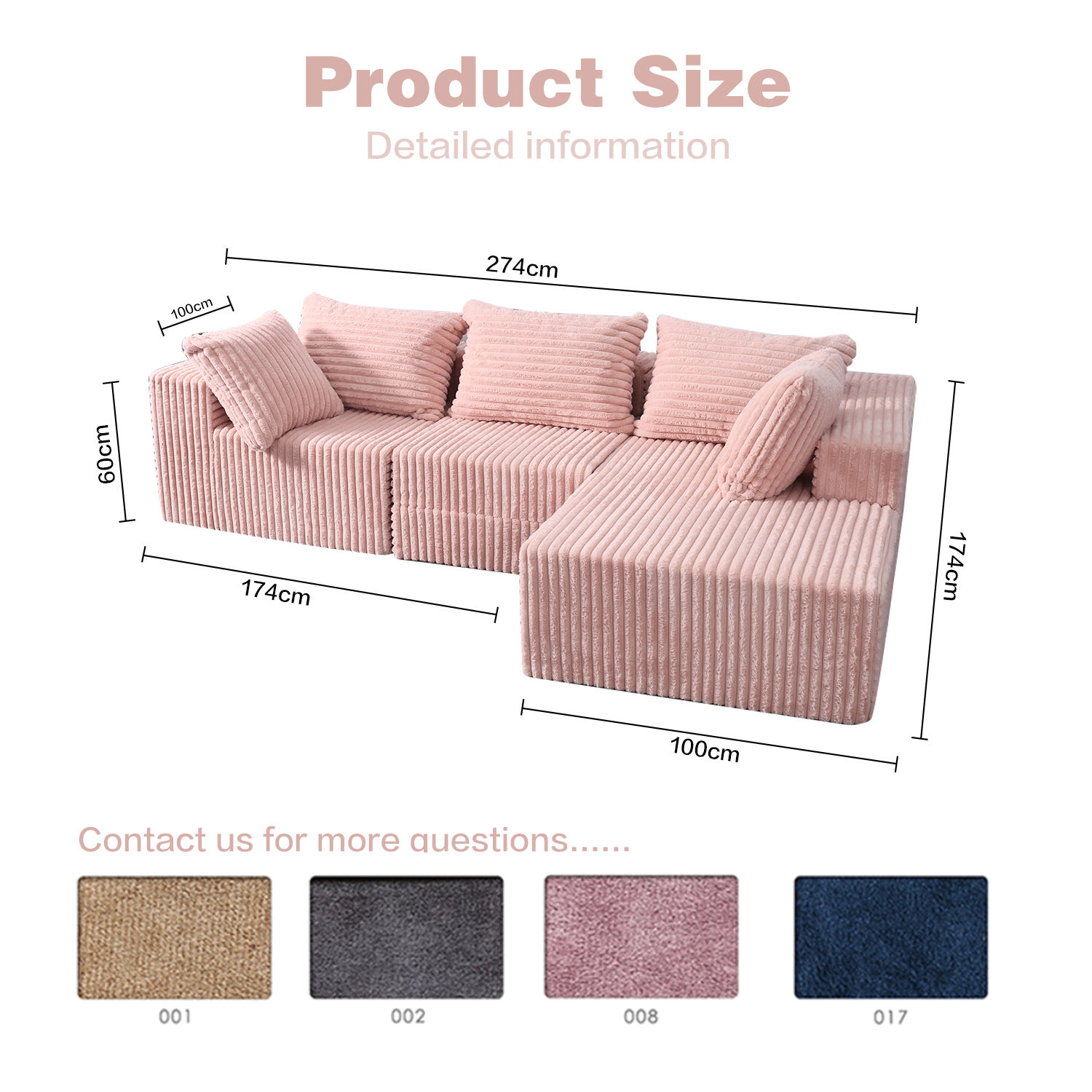 Pink Modular U-Shape Compression Foam Sofa Bed Ergonomic Sectional Couch Lounge-style Compressed Sofa for Home Bedroom Apartment
