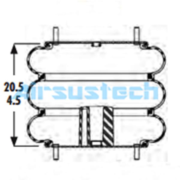 3B14-455 Rubber Goodyear Air Spring Air Fitting 1/4 NPTF Rubber Bellow 556-33-8