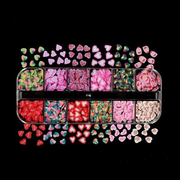 Nail Art Custom Shape Polymer Clay Slices for San Valentin Sprinkles Resin