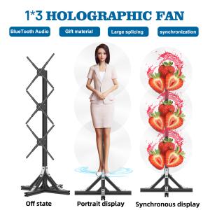 Splice Function 1800 Brightness LED Fan 3D Hologram Projector for Wall Display
