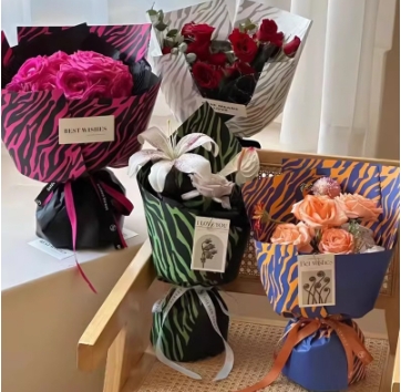 Zebra pattern waterproof floral material, fresh flower packaging paper