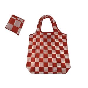 Wholesale Red - White Square Fold Up 190t polyester Folding Pocket Reusable foldable Bag from china suppliers