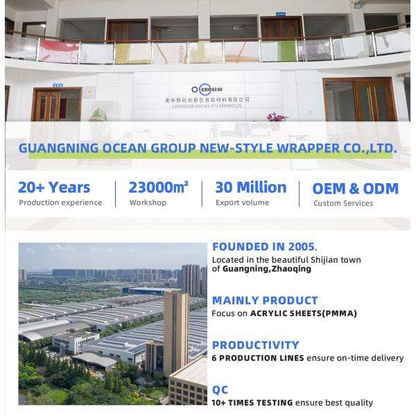 High Transparency Transparent Acrylic Sheets 1.2g/cm3 Density Thickness 1mm-200mm