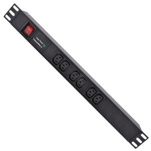 6 Way IEC Type PDU Extension Socket With On/Off Switch, Overload Protector