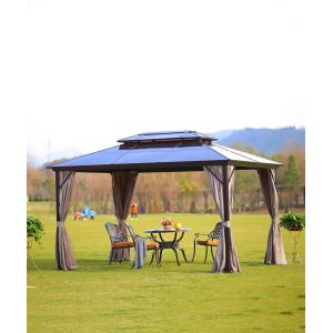 China Outdoor Aluminum Gazebo with Double Tiered Roof Heavy Duty Galvanized Steel Ceiling Nets on sale