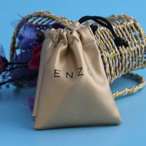 Custom PU Leather Gift Pouch , Travel Drawstring Storage Jewelry Bag Durable