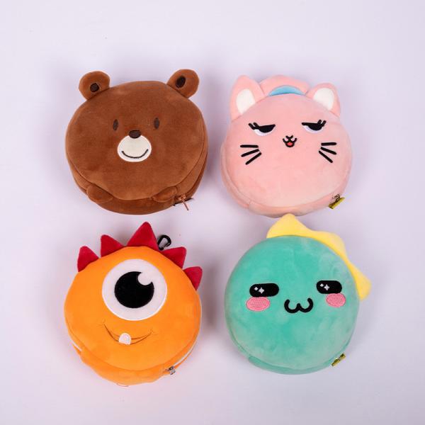 Washable 15cm Fold Plush Eye Mask Bag For Travel