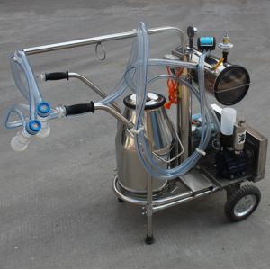 Single Bucket Portable Vacuum Pump Milking Machine With 250 l / Min Vacuum Pump