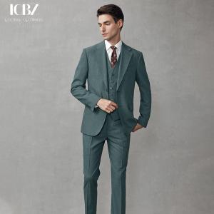 Formal Business Jacket in Grass Green Wool/Silk Fabric for Men's Slim Fit and