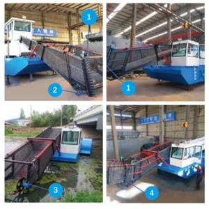 4.5m 65KW 2500m3 Trash Skimmer Machines Aquatic Weed Harvesting Boat