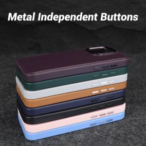 Embossed Logo Magsafe Leather Cases Design Style Shockproof Mobile Covers Blue