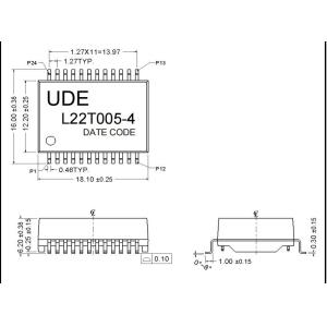 UDE L22T005-4 PoE 90W Single Port LAN Transformer 5G Base - T