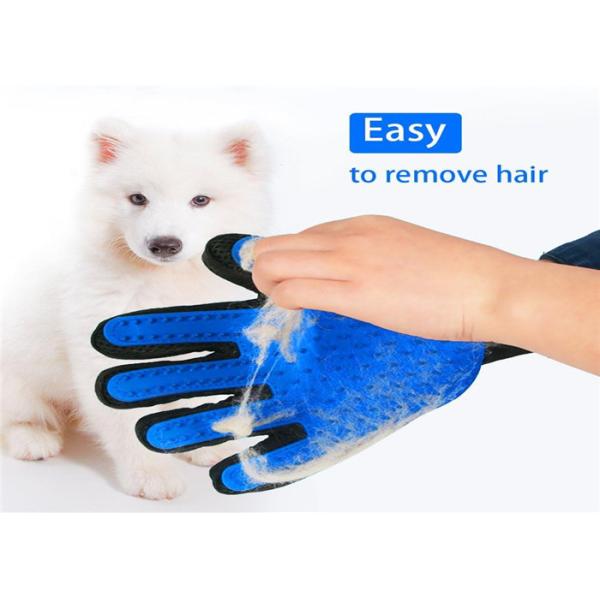 Black / Blue Pet Grooming Glove Polyester Liner Coated Smooth Nitrile Material