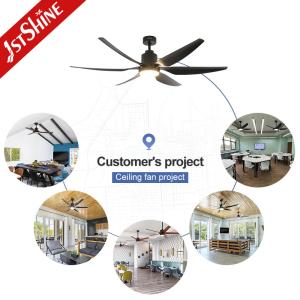 66 Inches Black Ceiling Fan Office Smart Design with LED Light and 10- from