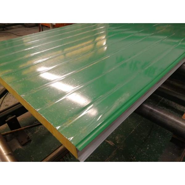 Insulation Glass Wool Foam Sandwich Wall Panel Lotus Green Color