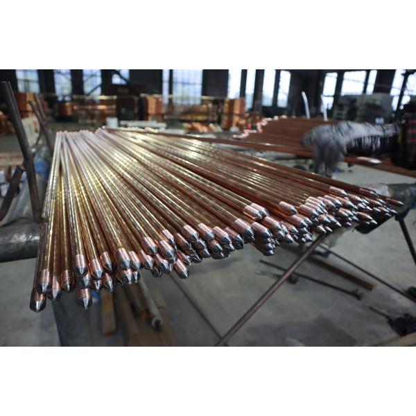 Quality High Elongation Pointed Head Copper Coated Steel Earth Rods with Two Threads for sale
