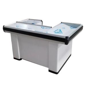 Electric Conveyor Belt Supermarket Checkout Counter With Adjustable Shelf
