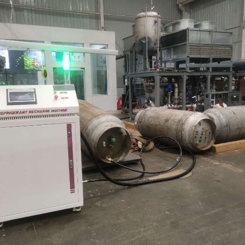 Quality Dual Filling Head Fully Automatic Refrigerant Recovery Charging Machine R134a R407c Freon Recovery Ac Recharge Machine for sale