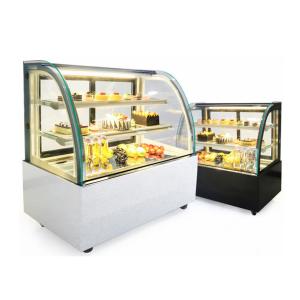 Double Layered LED Illuminated Glass Refrigerated Cabinet Cake Display Showcase