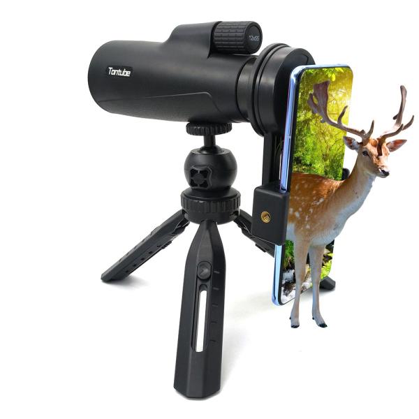 12X55 Monocular Telescope With Smartphone Adapter Tripod For Bird Watching Star
