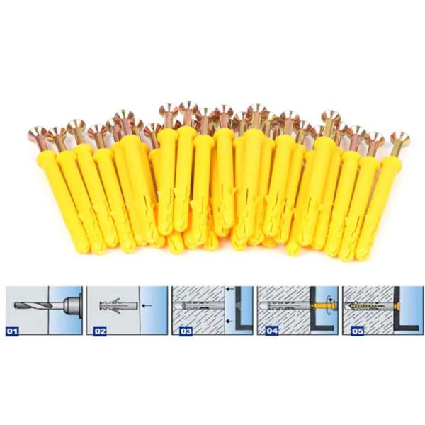 Common Standards Plastic Anchor Screw With Weather Resistance For Wall or