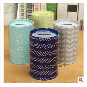 New creative promotional gift customed logo round shape tin saving money box
