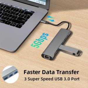 Usb3.0 Usb2.0 Rj45 Pd HDMI Usb C Docking Station Hub Otg Adapter Splitter OEM