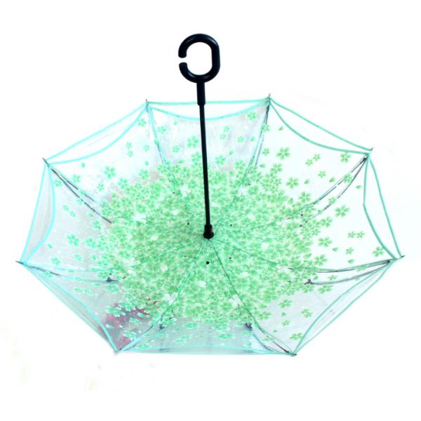 Light Reverse Transparent Umbrella With Pattern Auto Open