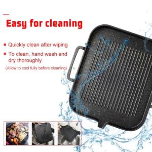 Rectangle Divided Induction Gas Stovetop Grill Pan For BBQ Without Pot Cover