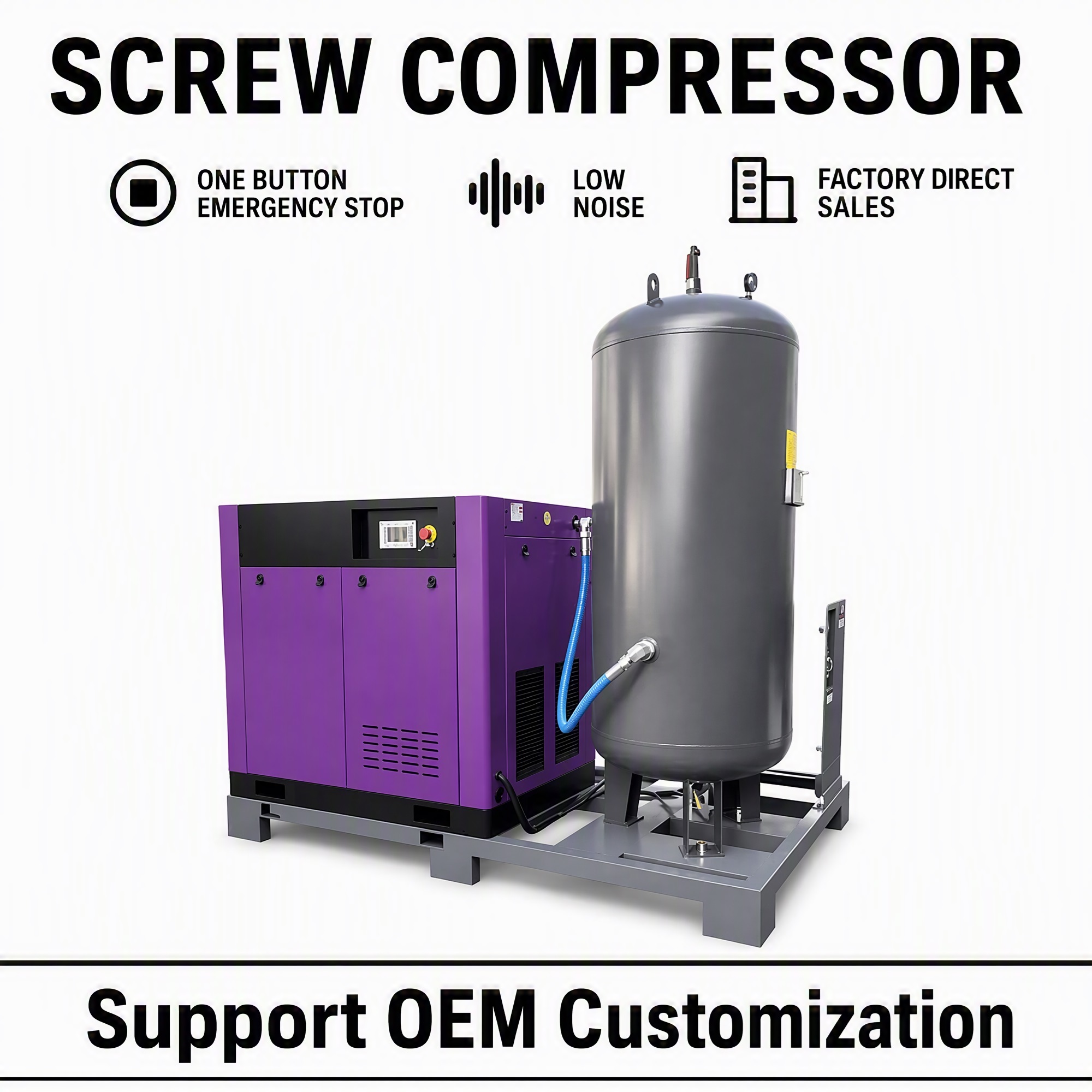 Air Cooled PM VSD Air Compressor Machine Industrial Compressor System Variable Frequency Driven Air Compressor