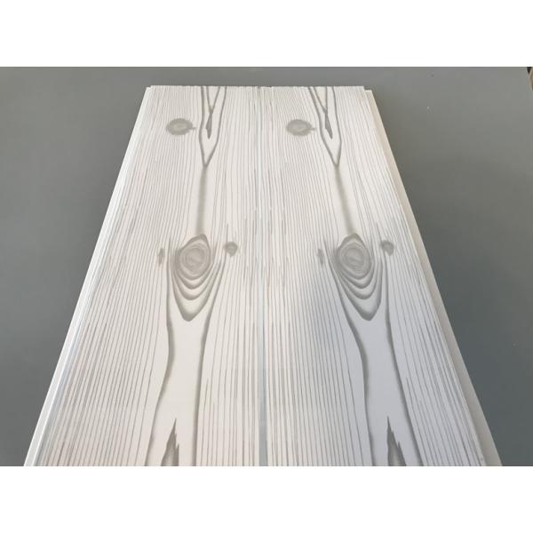 Flat 25cm Waterproof Wall Panels Wooden Pattern With Double Silver Lines