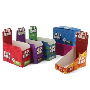 Promotional Shelf Ready Packaging Tear Away Folding Cardboard Counter Snack
