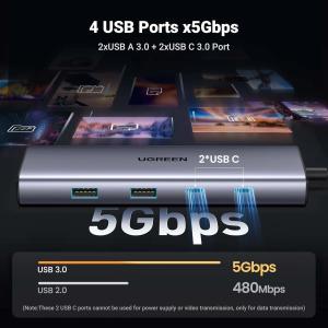 Revodok 9 in 1 USB C Hub Gigabit Ethernet Adapter 100W PD Charging,USB A&C Data