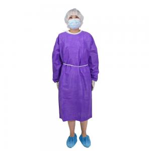 China 50g Purple PP Isolation Gown Disposable Hospital Gowns on sale