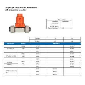 PTFE MV308 Pneumatic Diaphragm Valve Grooved Connection With Actuator