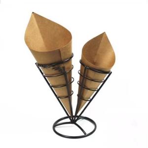 Custom Print Logo Biodegradable Paper Triangle Packaging Waffle Cone Holder