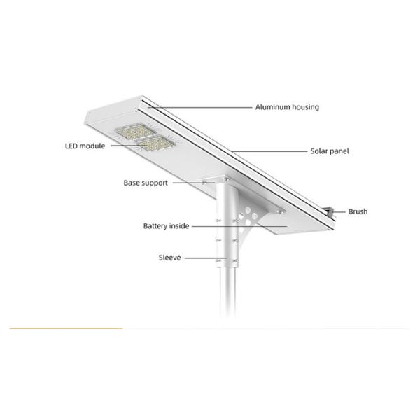 40w 60w 80w LED Integrated Solar Street Lights Automatic Robot Self Cleaning