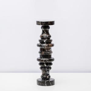 Natural Nero Margiua Marble Candle Pedestal Custom Craft Marble With Minimalist