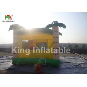 Palm Tree Yellow Inflatable Kids Jumping Castle With Step And Mesh