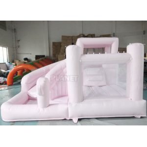 Jumping Castle Slide Inflatable Pastel Pink Inflatable Bouncer White Bounce