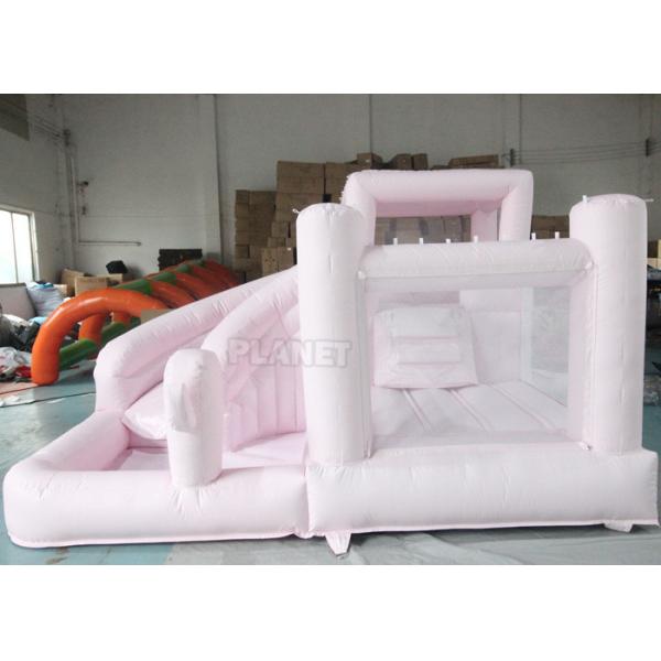 Jumping Castle Slide Inflatable Pastel Pink Inflatable Bouncer White Bounce