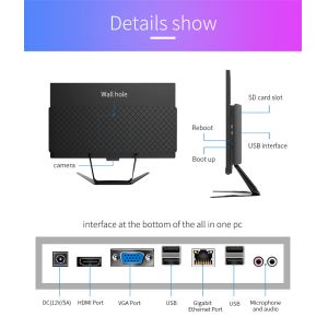 All In One Desktop Computer Core I3 I5 I7 8G RAM 480GB SSD 23.8 Inch with Camera