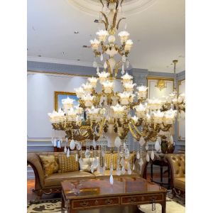 High Quality Large Flower Chandelier For Grand Foyer Dining Room High-End