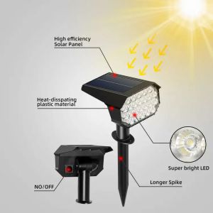 24 Leds Solar Led Street Light Lamp for Pathway Courtyard Landscape Lawn Spike