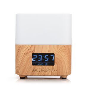 Wood Grain Ultrasonic LCD Essential Oil Diffuser Alarm Clock